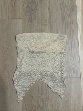 Urban Renewal Cream Lace Strapless Top - Fairy Core - Asymmetrical